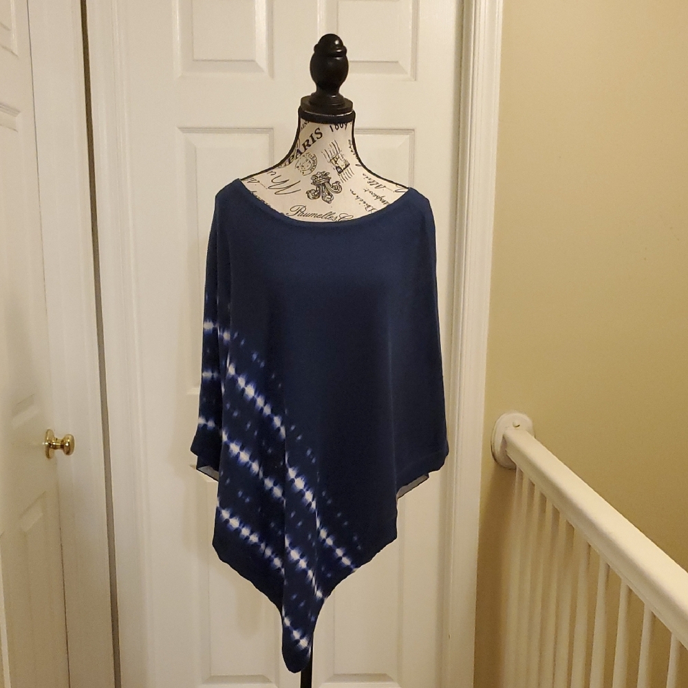 Talbots Navy Blue Tie-Dye Women's Poncho
